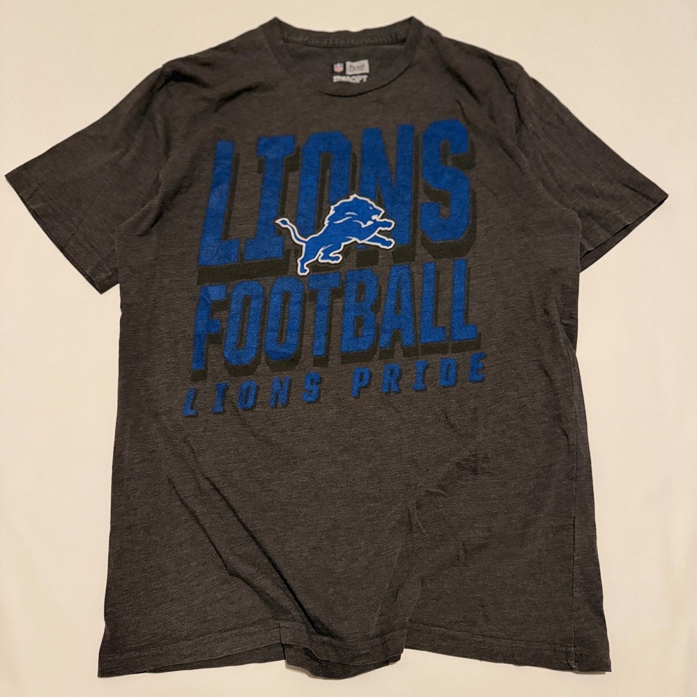 NFL Team Apparel T-Shirt Mens Large Gray Detroit Lions Football Lions Pride